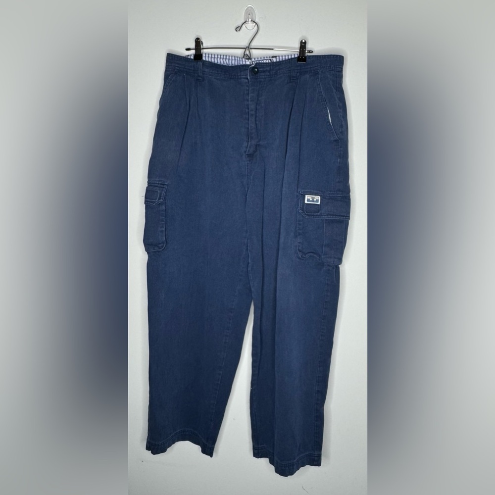 Y2K 90s Vintage Size 38 Baggy Blue Cargo Hydro Tex Skater Pants